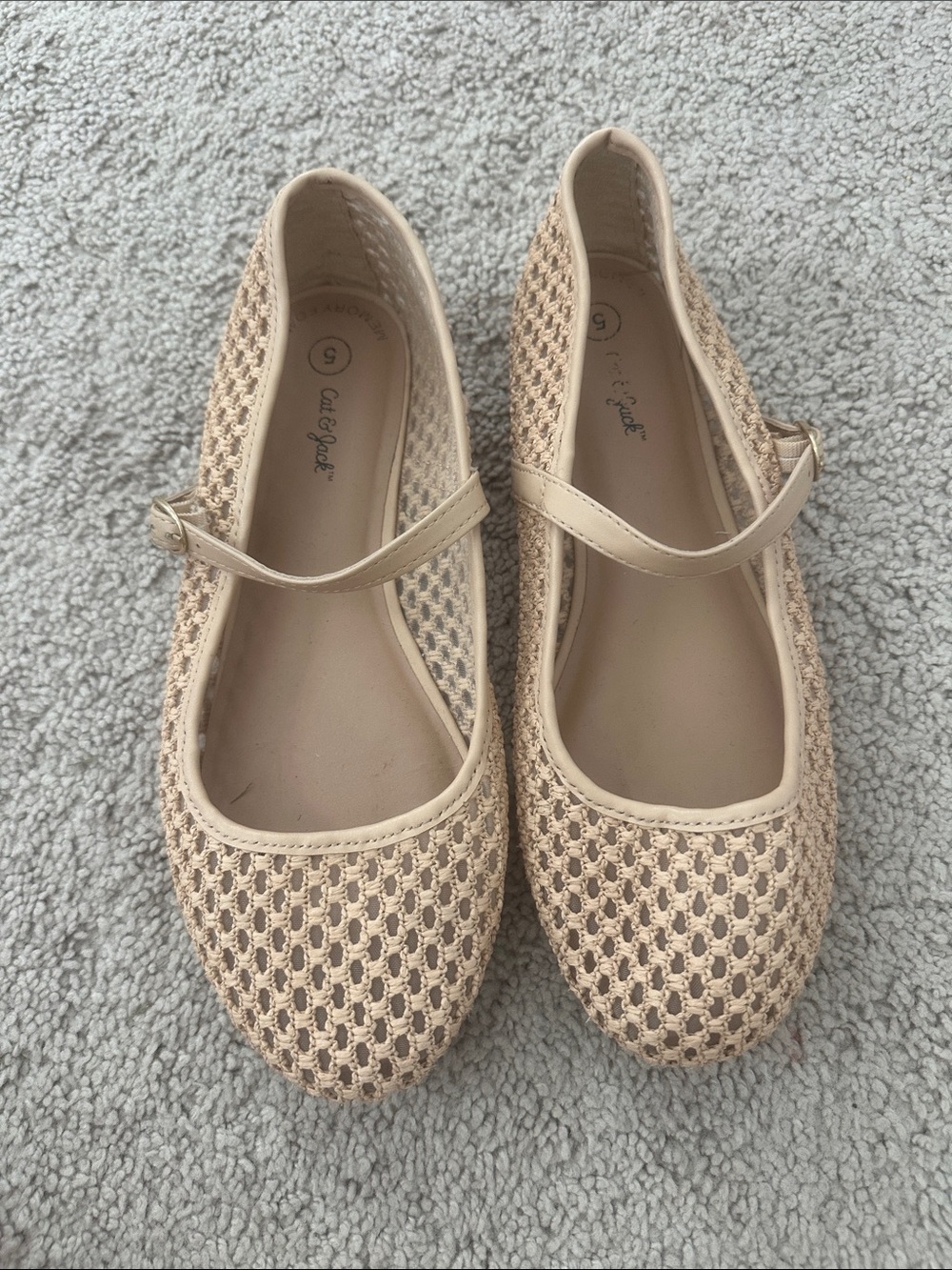 Cat & Jack Beige Woven Mary Jane Flats